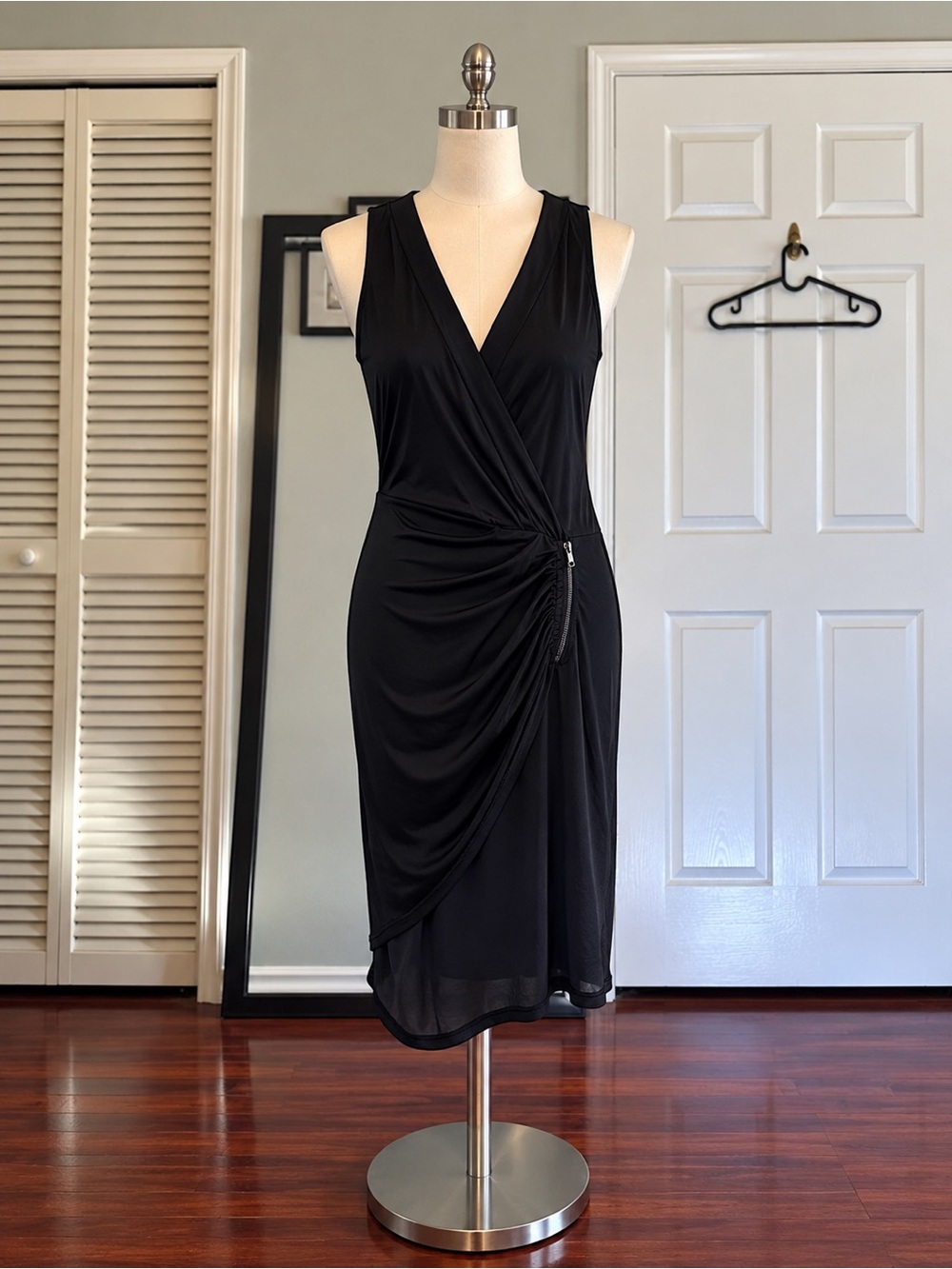 Vero Moda Black Sleeveless Faux-Wrap Midi Dress